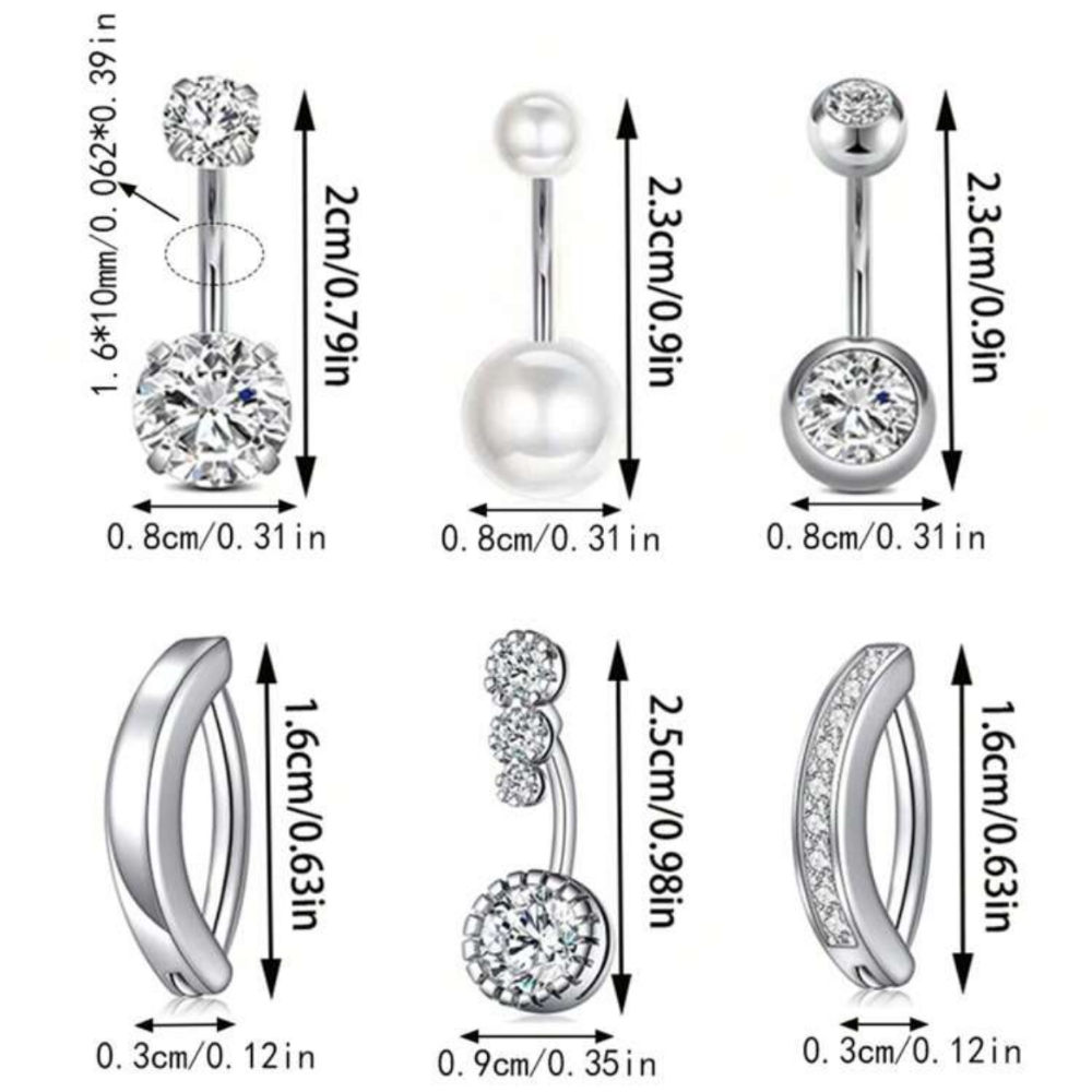 Set of earrings with measurements indicated