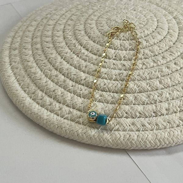 Eye and turquoise - chain bracelet