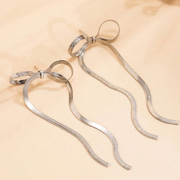 Bow-knot Long stud earrings