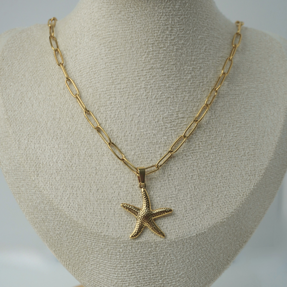 Starfish - paperclip chain necklace