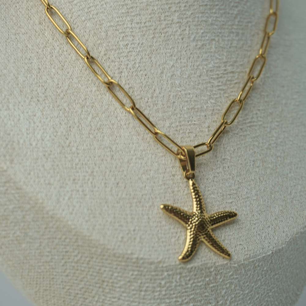 Starfish - paperclip chain necklace