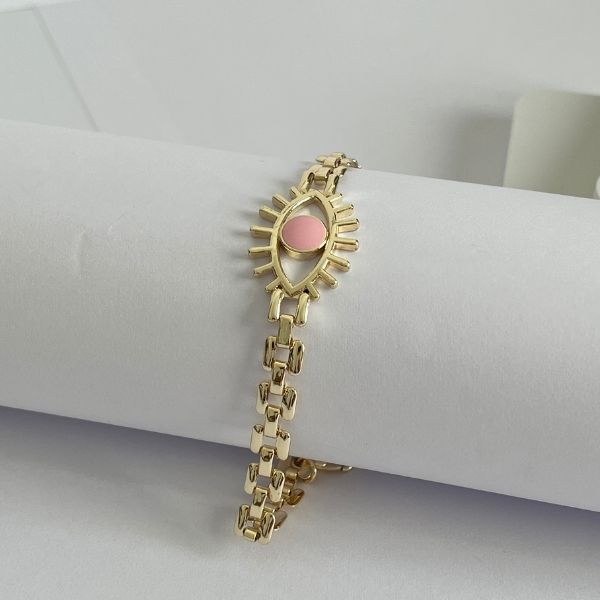 Eye shaped flat chain bracelet