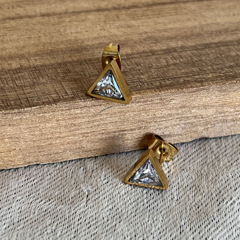 Double layered - Triangle necklace and earrings set