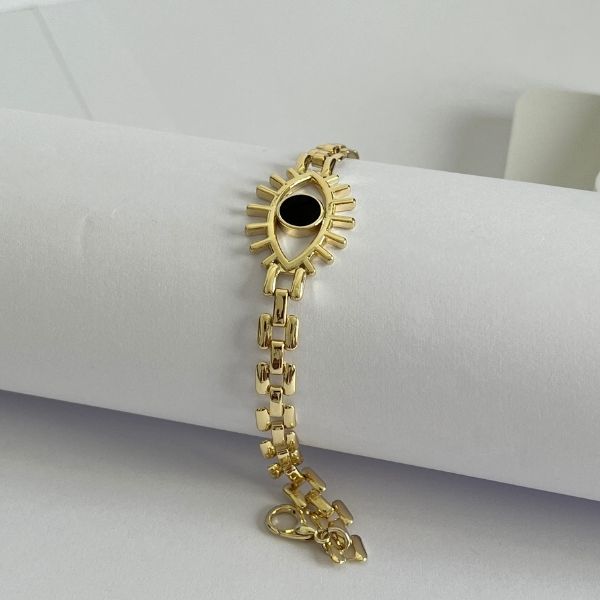 Eye shaped flat chain bracelet