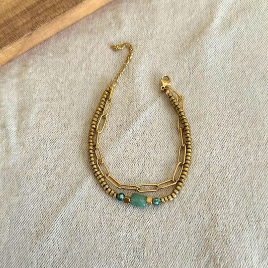 Natural stone - Double chain bracelet