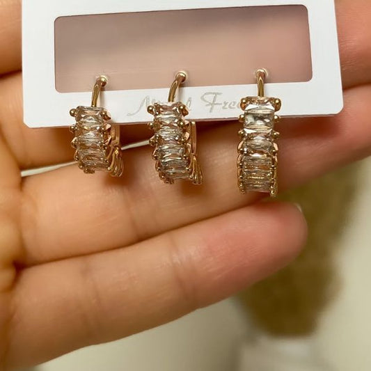 Zircon hoops - 3 piece earrings