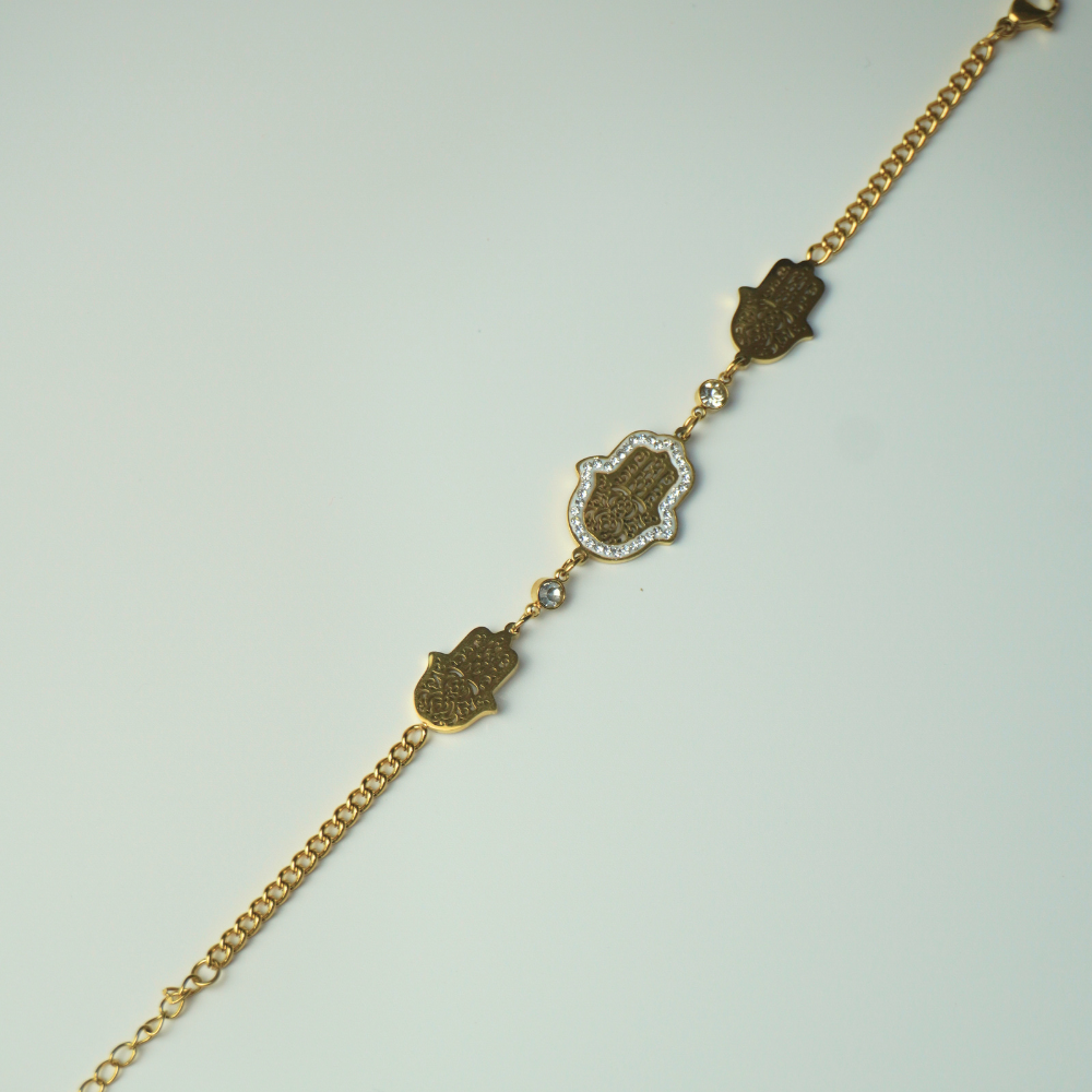 Hand - stainless steel charm chain bracelet