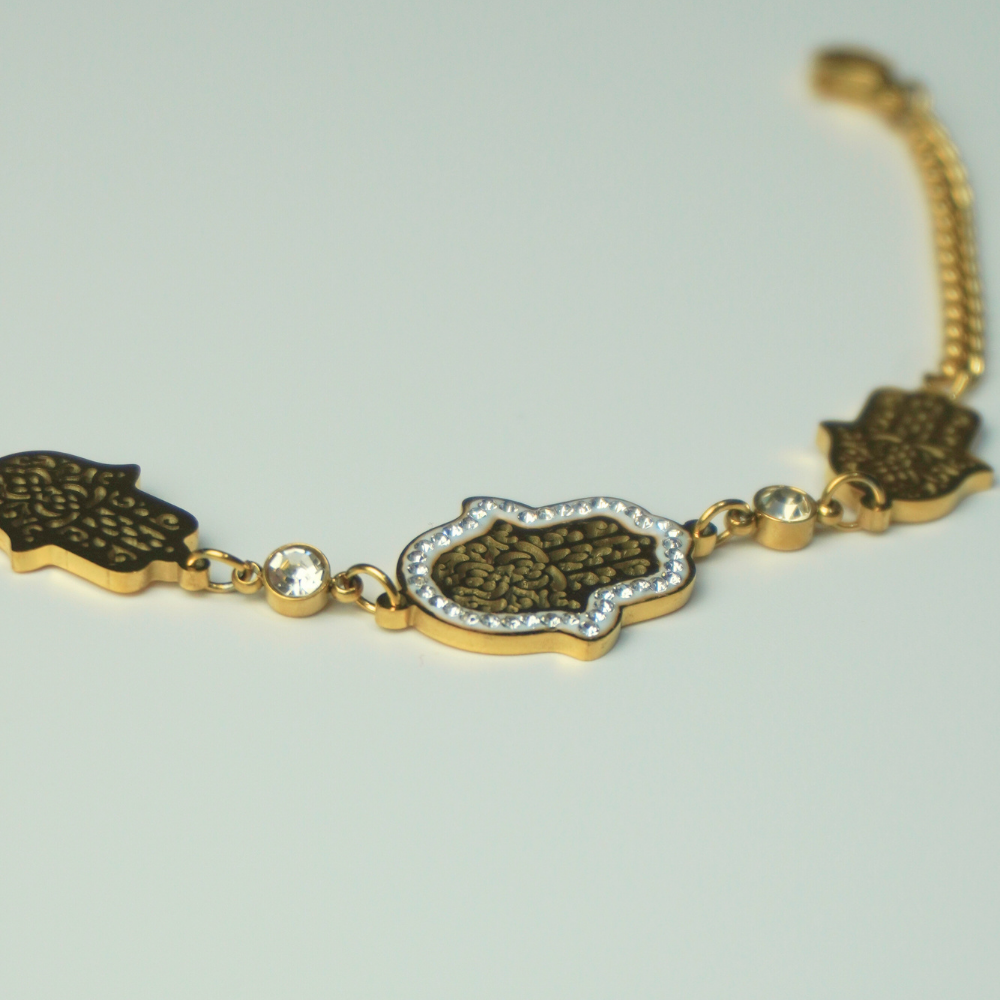 Hand - stainless steel charm chain bracelet