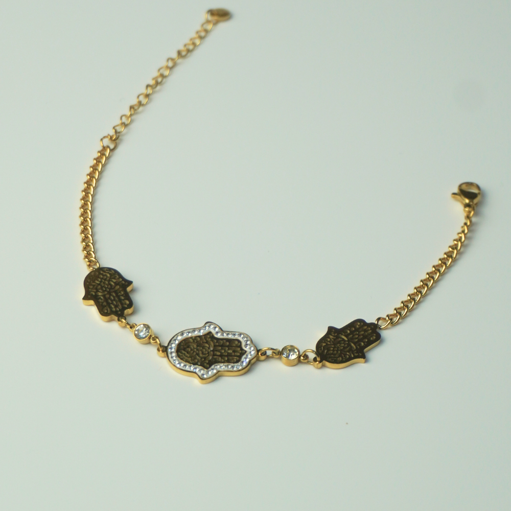 Hand - stainless steel charm chain bracelet