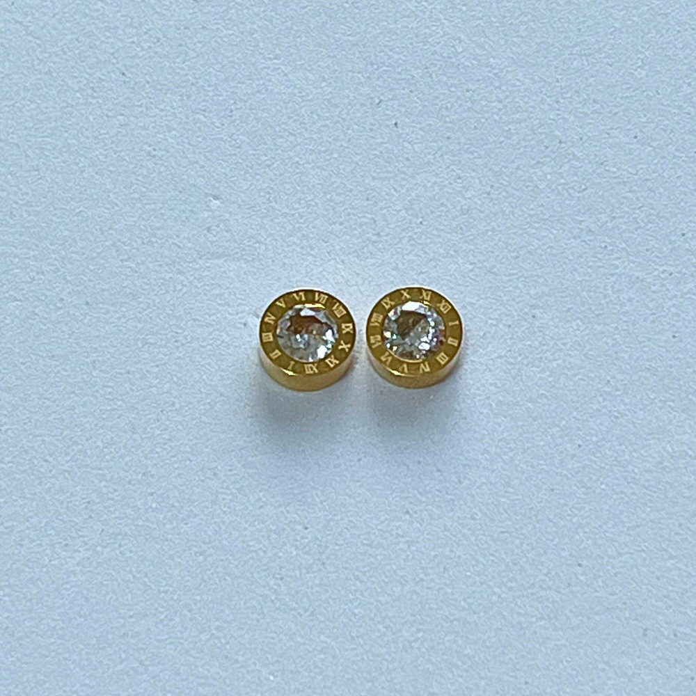 Roman numerals - round stud earrings