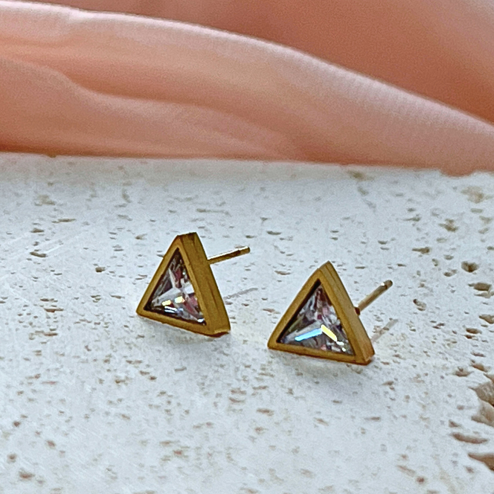 Double layered - Triangle necklace and earrings set