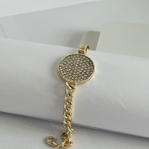 Circle shaped - gold plated chain bracelet