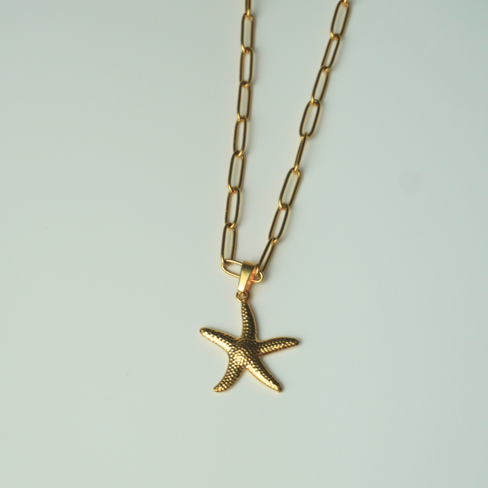 Starfish - paperclip chain necklace