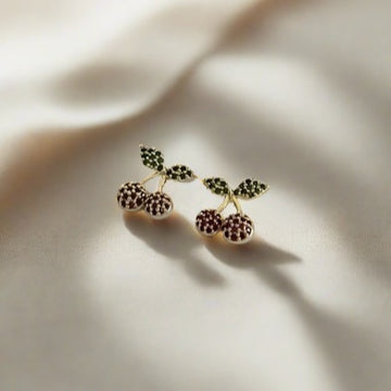 Cherry shaped stud earrings