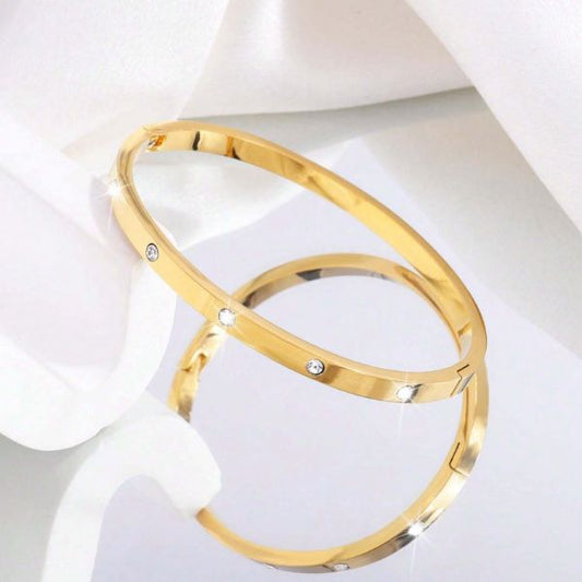Stainless steel Classic style - Rhinestones bangle