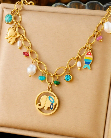 Elephant charms - funky chain necklace