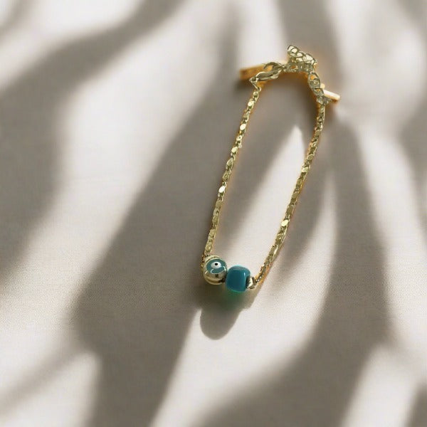 Eye and turquoise - chain bracelet