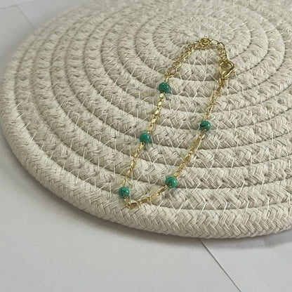 Turquoise beads - slim chain bracelet