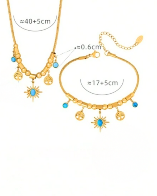 Elegant charm necklace and matching bracelet