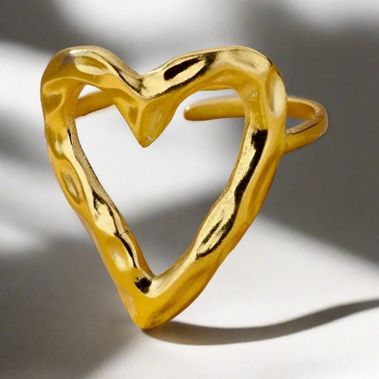 Hammered heart - cuff ring