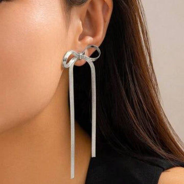 Bow-knot Long stud earrings