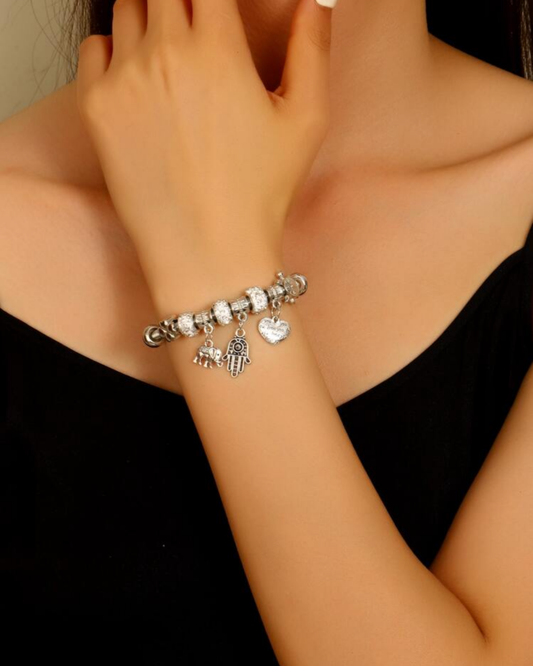 Hand, elephant and heart - Charm bracelet