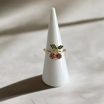 Cherry shaped gold plated ring