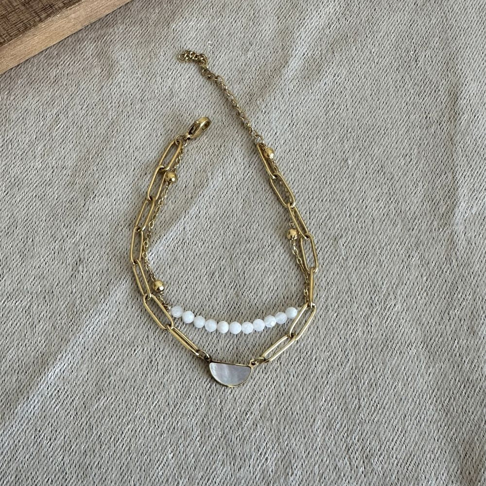 Natural stone - Double chain bracelet