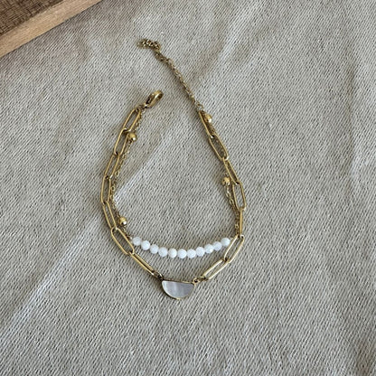 Natural stone - Double chain bracelet