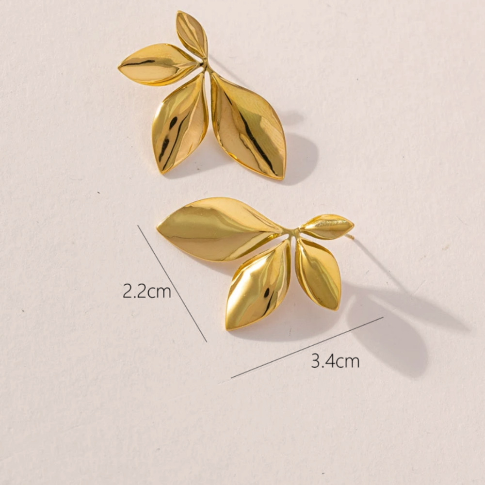Flora - Half shape flower stainless steel stud earrings