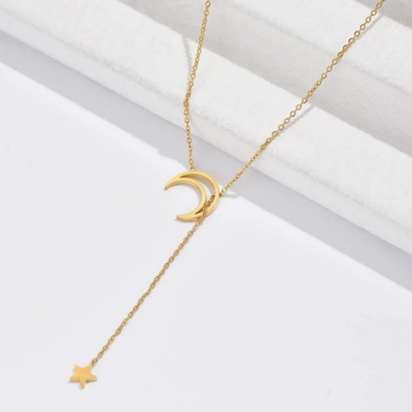 Moon and Star Lariat necklace