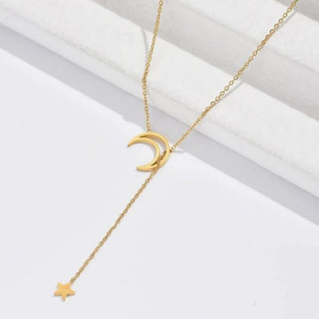 Moon and Star Lariat necklace