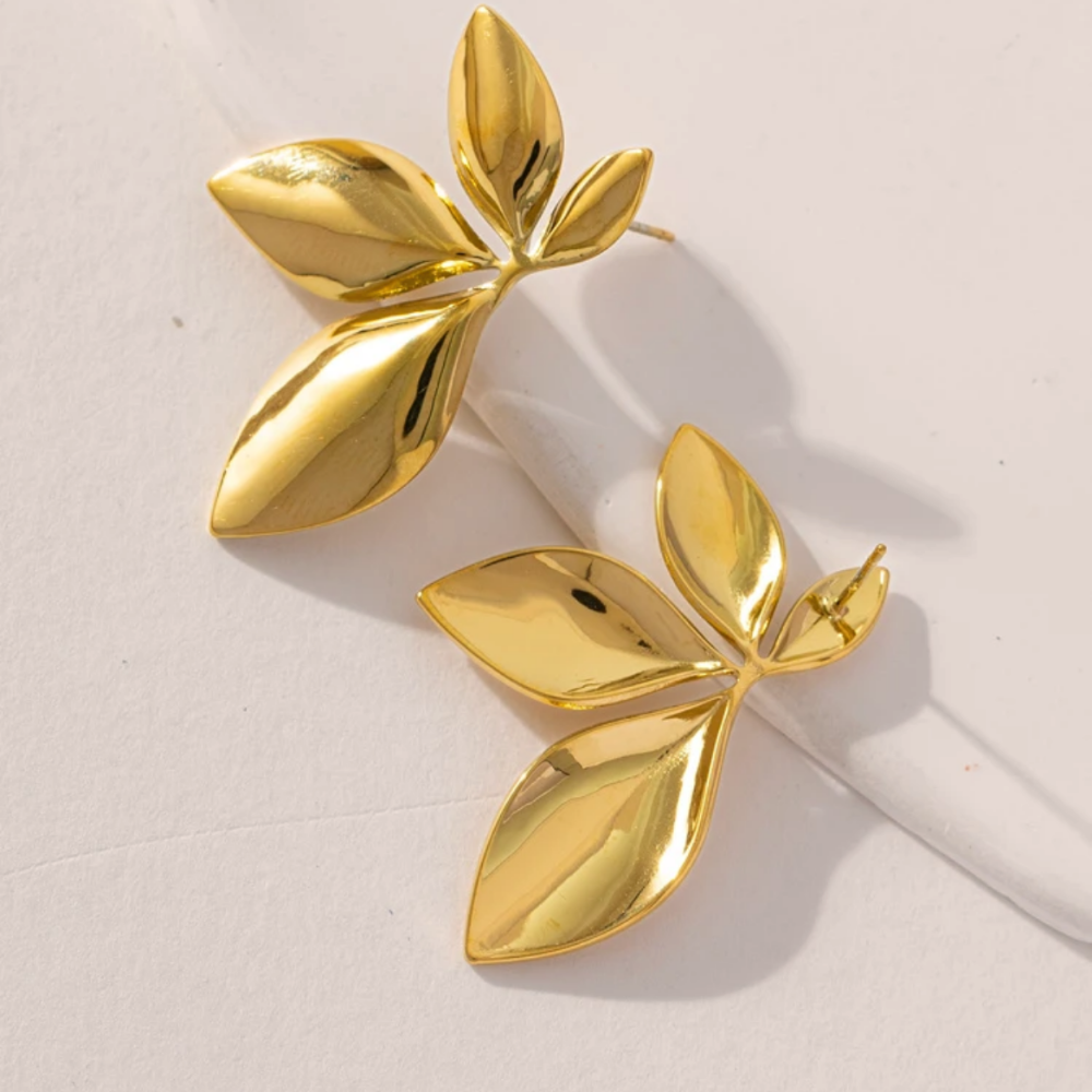 Flora - Half shape flower stainless steel stud earrings