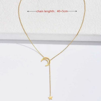 Moon and Star Lariat necklace