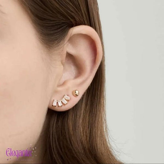 Half moon shape - zircon stud earrings