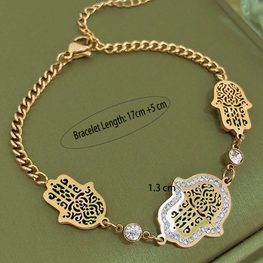 Hand - stainless steel charm chain bracelet