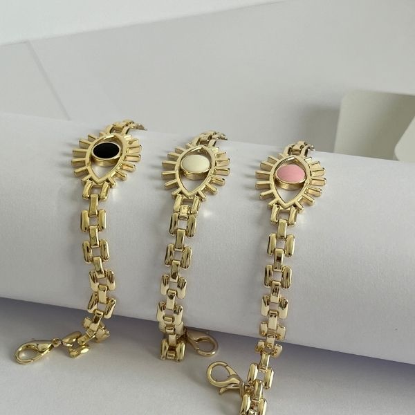 Eye shaped flat chain bracelet