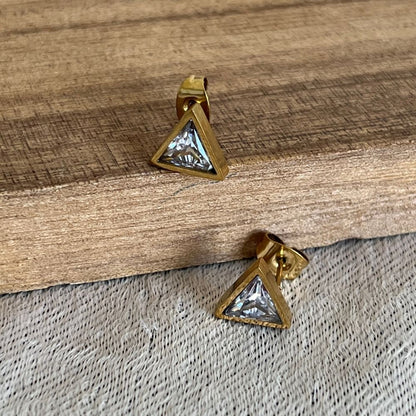 Double layered - Triangle necklace and earrings set