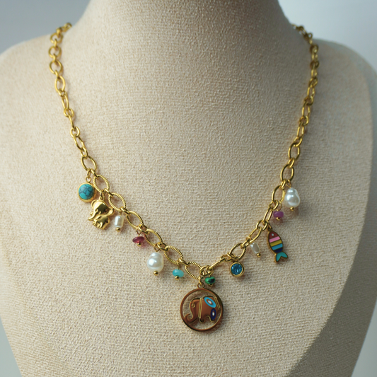 Funky - stainless steel Elephant charms chain necklace