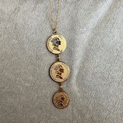 Coins pendant - gold plated necklace