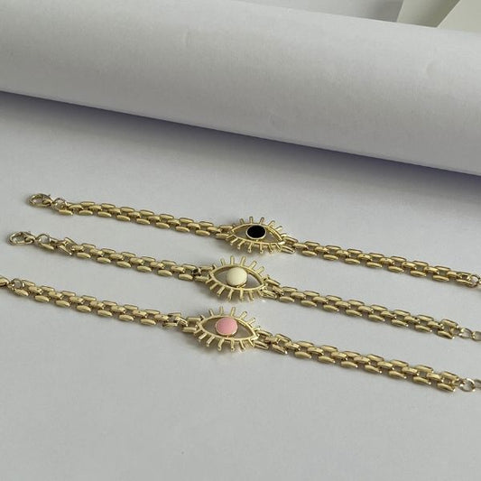 Eye shaped flat chain bracelet