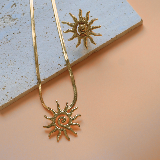 Solar - stainless steel necklace and ring