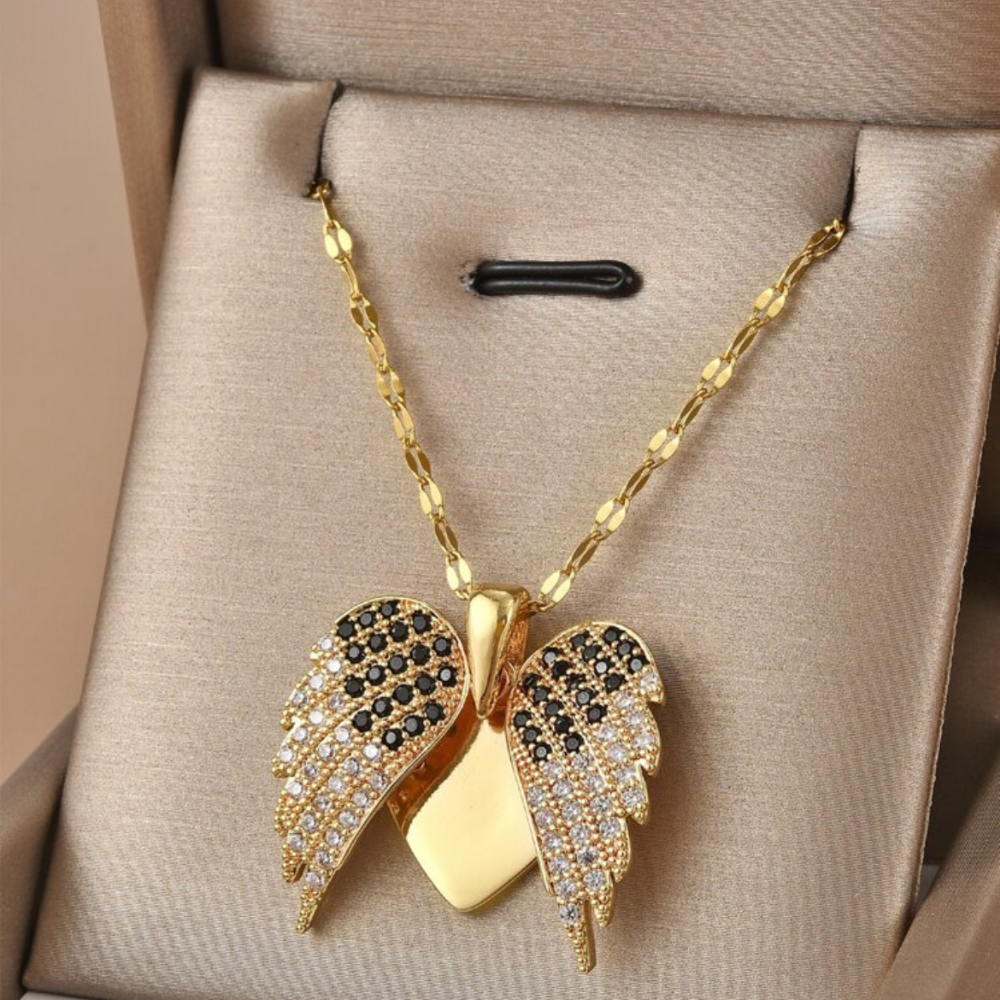 Angel wings with hidden heart necklace