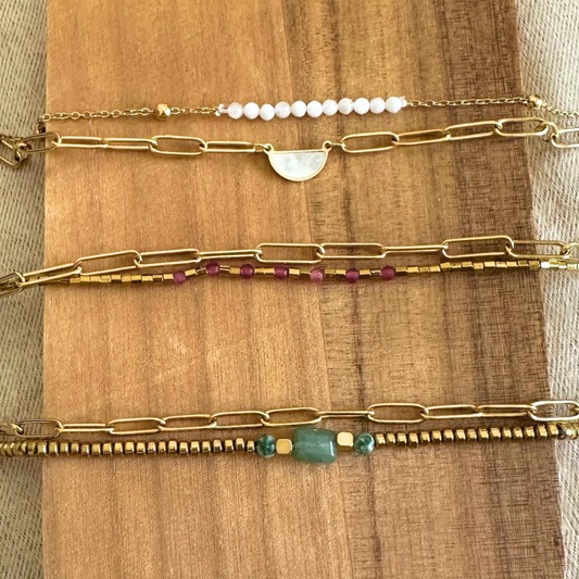 Natural stone - Double chain bracelet