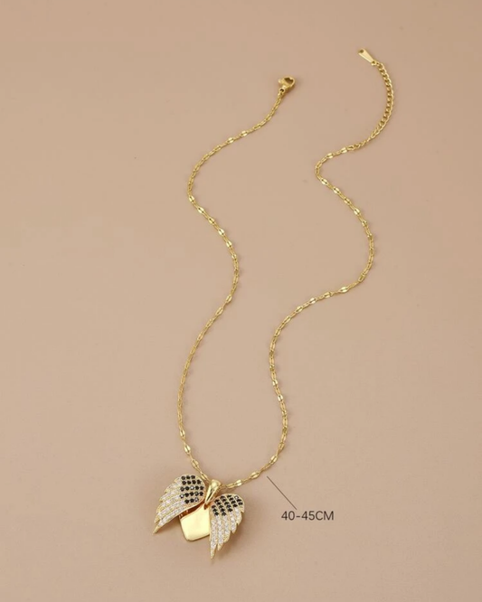 Angel wings with hidden heart necklace
