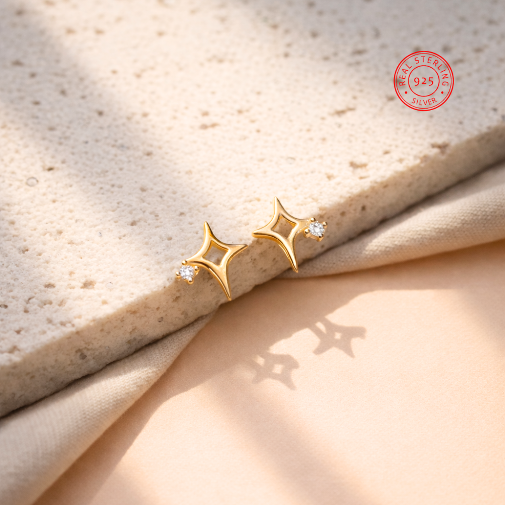 Shining Star - Sterling Silver S925 stud earrings