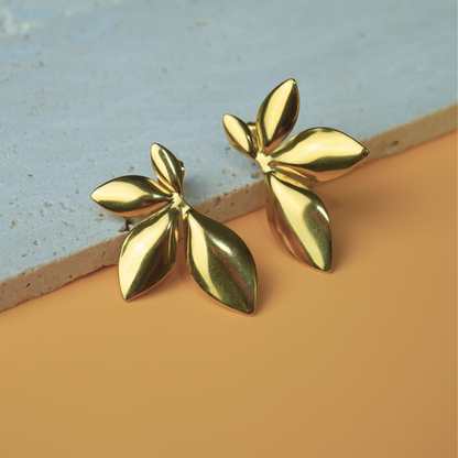 Flora - Half shape flower stainless steel stud earrings
