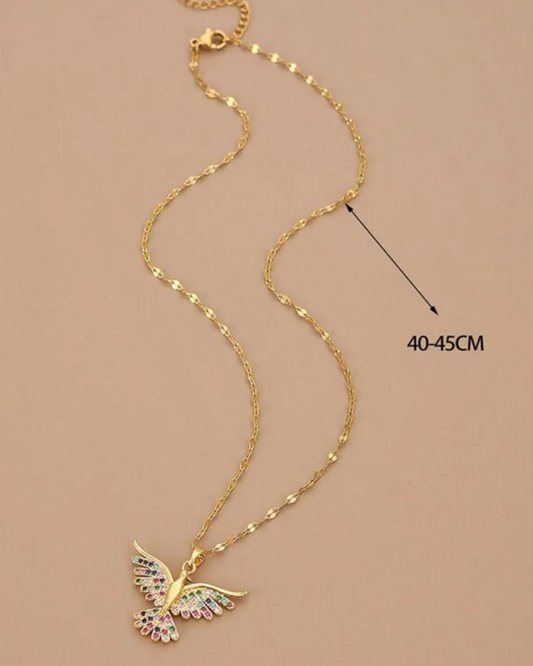 Bird - open wings - stainless steel necklace
