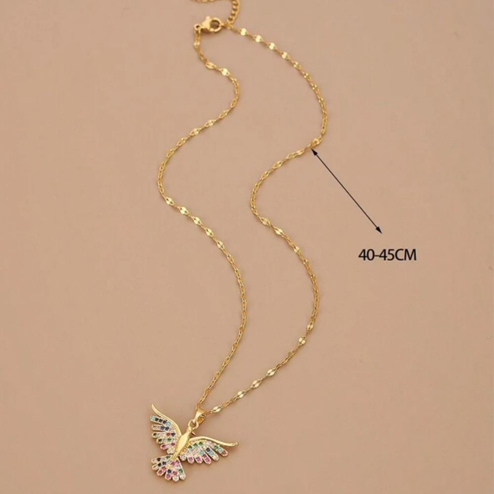 Bird - open wings - stainless steel necklace
