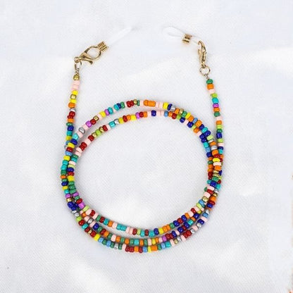 Glasses chain - multicolored beads